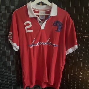 London Red Polo Shirt with White Trim